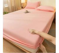 Fitted Sheet 200 Thread Count Extra Deep 40 cm - Soft, Breathable, Wrinkle-Resistant Luxury Bed Sheet Egyptian Cotton White Grey Pink Charcoal Single Double Super King Size (Pink, Double)