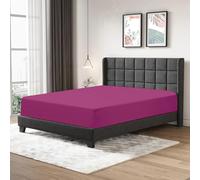 Fitted Sheet 25cm Deep Mattress Pocket 100% Egyptian Cotton 200 Thread Count Soft & Fade Resistant Bottom Fitted Bed Sheet (Fuchsia, Single)