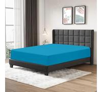 Fitted Sheet 25cm Deep Mattress Pocket 100% Egyptian Cotton 200 Thread Count Soft & Fade Resistant Bottom Fitted Bed Sheet (Teal, King)