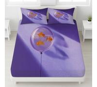 Fitted Sheet 3 Pieces Double Size Goldfish Balloons Avant Garde Fish - Soft Microfiber Bedding Set Surrealist Trend Modern Fashion Pop Art Hotel Quality Deep Pocket Bottom Sheet Perfect for Bedrooms