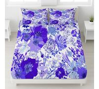 Fitted Sheet 3 Pieces Double Size Intricate, Grand, Elegant, Luxury - Soft Microfiber Bedding Set Purple Flowers Hotel Quality Deep Pocket Bottom Sheet Perfect for Bedrooms and Kids' Rooms
