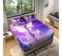 Fitted Sheet 30 cm Deep Pocket Super King Size Dreamy Beautiful Angel Print Microfiber Ultra Soft Wrinkle-Resistant Fitted Bed Sheets 180 x 200 cm Breathable Home Easy Care Fitted Sheets Colorful