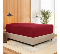Fitted Sheet - 800 Thread Count 100% Cotton - 21" Deep Pockets, Long - Staple Combed Pure Natural Cotton Sheet Sateen Weave - 1 Fitted Sheet Only (Queen Size, Burgundy Solid)