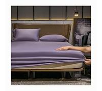 Fitted Sheet Bed Sheets Soft Twin Cotton No Pop Off Elastic Deep Pocket Cooling Bed Linen Sateen Weave Bottom For Adults Purple California King