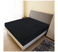 Fitted Sheet Black 160x200 cm 100% Cotton Jersey Soft Breathable Bed Stretch Fit