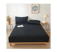 Fitted Sheet Cotton Bed Sheet with Elastic Band Replacement Fitted Bed Sheet Mattress Protective Cover 135/140/160 Double Linens(Black,90x200cm-10cm)
