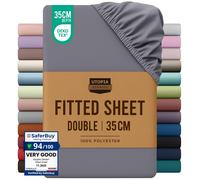 Utopia Bedding Fitted Sheet Double, Grey - Deep Pocket 14 inch (35 cm) - Easy Care - OEKO-TEX Certified - Soft Brushed Microfibre Fabric - Shrinkage and Fade Resistant - Bottom Sheet