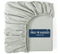 Fitted Sheet Double, Mineral - Pre-Washed, Deep Pocket 14 inch (35 cm) - Easy Care - Soft Brushed Microfibre Fabric - Shrinkage and Fade Resistant - Bottom Sheet