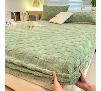 Fitted Sheet Elastic Bed Sheets, Luxury Soft Fuzzy Bottom Sheet, Deep Pocket up to 12 Inch, No More Slipping Off for Mattress(Green,47"X78"(120X200CM))