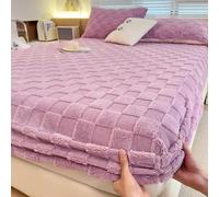 Fitted Sheet Elastic Bed Sheets, Luxury Soft Fuzzy Bottom Sheet, Deep Pocket up to 12 Inch, No More Slipping Off for Mattress(Purple,47"X78"(120X200CM))