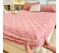 Fitted Sheet Elastic Bed Sheets, Luxury Soft Fuzzy Bottom Sheet, Deep Pocket up to 12 Inch, No More Slipping Off for Mattress(Pink,47"X78"(120X200CM))