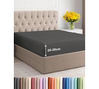 Fitted Sheet Emperor 200x200cm, Charcoal - Deep Pocket 30cm (12") - Non Iron Soft Brushed Microfibre - Machine Washable - Fade & Shrink Resistant - OEKO-TEX Certified - Breathable - Easy Care - Soft