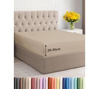 Fitted Sheet Emperor 200x200cm, Cream - Deep Pocket 30cm (12") - Non Iron Soft Brushed Microfibre - Machine Washable - Fade & Shrink Resistant - OEKO-TEX Certified - Breathable - Easy Care - Bed Sheet