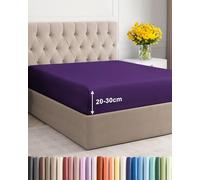 Fitted Sheet Emperor 200x200cm, Purple - Deep Pocket 30cm (12") - Non Iron Soft Brushed Microfibre - Machine Washable - Fade & Shrink Resistant - OEKO-TEX Certified - Breathable - Easy Care - Soft