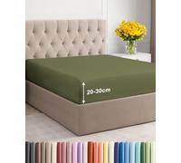 Fitted Sheet Emperor 200x200cm, Sage Green - Deep Pocket 30cm (12") - Non Iron Soft Brushed Microfibre - Machine Washable - Fade & Shrink Resistant - OEKO-TEX Certified - Breathable - Easy Care - Soft
