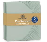 Fitted Sheet Emperor, Mineral (Pack of 2) - Pre-Washed, Deep Pocket 14 inch (35 cm) - Easy Care - Soft Brushed Polyester Microfibre Fabric - Shrinkage and Fade Resistant - Bottom Sheet