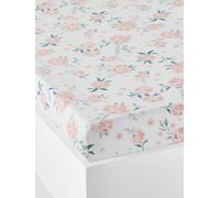 Fitted Sheet for Babies, EAU DE ROSE Theme white/print