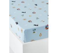 Fitted Sheet for Children, P for Pirate Theme blue/print