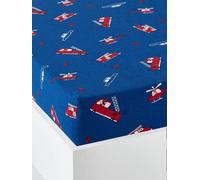Fitted Sheet for Children, 'Petit Pompier' Theme blue/print
