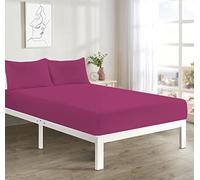 Fitted Sheet | Luxury Easy Care Polycotton Bed Sheet | Mattress Cover Non Iron, soft fabric, 26 Colours (Fuchsia BB)