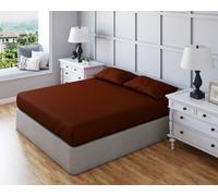 Fitted Sheet Polycotton Plain Dyed Extra Deep 25Cm Bed Linen Brown