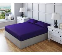 Fitted Sheet Polycotton Plain Dyed Extra Deep 25Cm Bed Linen Purple