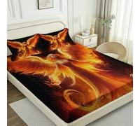 Fitted Sheet Printed, Orange Black Soft Breathable Microfiber Fantasy Flame Wings Characters theme Fitted Sheet, Fade-Resistant Bedding Set for Single Double King Size Bed, 71" x 79"