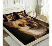 Fitted Sheet Printed, Surrealism Puppy theme Soft Elasticity Wrinkle Resistant Brown Black Fitted Sheet, 71" x 79" for Single Double King Soft Brushed Microfiber Bedding