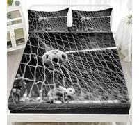 Fitted Sheet Single 36x75 inch Ultra Soft Microfibre Wrinkle Free Sports Football Scene Fitted Bed Sheets - Deep Pocket 12", Grey kids Bedding Sheets with 2 Pillowcase