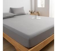 Fitted Sheet Single Bed Sheet Polyester 25cm Grey Bedding Sheet Soft Bedsheet Machine Washable (Gray, Single)