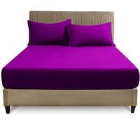 Fitted Sheet Single Bed - Super Soft Plain Dyed Berry Bedding Single Bed sheets, Non Iron Polycotton (25 Cm to 10 Inches) Single Fitted Sheet