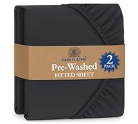 Fitted Sheet Small Double / 4ft, Charcoal (Pack of 2) - Pre-Washed Deep Pocket 14 inch (35 cm) - Soft Brushed Microfibre Fabric - Shrinkage and Fade Resistant - Bottom Sheet