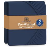 Fitted Sheet Small Double / 4ft, Navy (Pack of 2) - Pre-Washed Deep Pocket 14 inch (35 cm) - Soft Brushed Microfibre Fabric - Shrinkage and Fade Resistant - Bottom Sheet