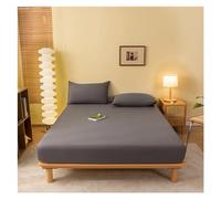 Fitted Sheet Solid Color Mattress Cover With Elastic Band Bed Sheet Single Double Queen Size Bedsheet Fit Sheet For Use In Homes and Hotels(Shen hui,135x200x25cm 1Piece)