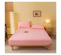 Fitted Sheet Solid Color Mattress Cover With Elastic Band Bed Sheet Single Double Queen Size Bedsheet Fit Sheet For Use In Homes and Hotels(Dan fen,160x200x25cm 1Piece)