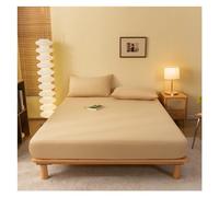 Fitted Sheet Solid Color Mattress Cover With Elastic Band Bed Sheet Single Double Queen Size Bedsheet Fit Sheet For Use In Homes and Hotels(Ka qi,90x200x20cm 1Piece)