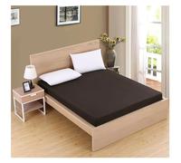 Fitted Sheet Solid Fitted Bed Sheet Mattress Protect Cover 90/140/160/180/200/220X200 With Elastic Band Sheets King Queen Double Single(Black,180x200x25cm)