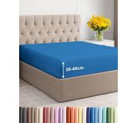 Fitted Sheet Super King 180x200cm, Royal Blue - Extra Deep Pocket 40cm (16") - Non Iron Soft Brushed Microfibre - Machine Washable - Fade & Shrink Resistant - OEKO-TEX - Breathable - Easy Care - Soft