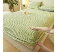 Fitted Sheet - Thickened Milk Velvet, Non-Slip, Faux Rabbit Fur Mattress Protector with Elastic, Includes 2 Pillowcases, Comfy Bed Cover for All Seasons