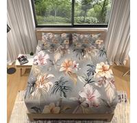 Fitted Sheet Watercolor Flowers Printed 100% Microfiber, Sheet for Super King Size Bed Shrinkage Fade Resistant Easy to Care 12"/30cm Extra Deep Fitted Bed Sheets Gray