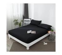 Fitted Sheet Waterproof Solid Bed Fitted Sheet Adjustable Mattress Covers Four Corners with Elastic Band Multi Size Bed Sheet(Black,120x200x30cm)