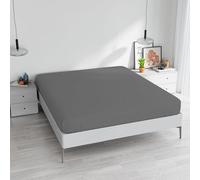 Fitted Sheet with Corners for Double Bed, Cotton, Made in Italy, Bed Linen 170 x 200 cm with Elasticated Corner 25 cm, Dark Grey
