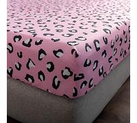 Fitted Sheets 100% Polyester Bedding Sheets, Chickwin Double King Single Size Bed for Deep Pocket 30cm - Shrinkage Fade Resistant Easy Care - Not Include Pillowcase (Leopard -pink,150x200x30cm)