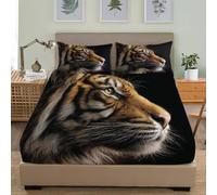 Fitted Sheets 4ft Small Double 48x75 inch Deep Pocket 12 inch Animal Tiger Texture Hypoallergenic Anti-slip Soft Bedding Black 3D Fitted bed Sheet Suitable for Teenagers and Adults
