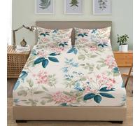 Fitted Sheets 4ft Small Double 48x75 inch Deep Pocket 12 inch Romantic Countryside Florals Hypoallergenic Anti-slip Soft Bedding Multicolor 3D Fitted bed Sheet Suitable for Teenagers and Adults