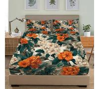 Fitted Sheets 4ft Small Double 48x75 inch Deep Pocket 12 inch Romantic Plants And Florals Hypoallergenic Anti-slip Soft Bedding Multicolor 3D Fitted bed Sheet Suitable for Teenagers and Adults