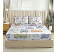 Fitted sheets Hand-Drawn Train Colorful Style Comfort Bedding Printed 90 x 190 Deep Fitted Bed Sheets Luxury Washable Print Fitted Cover for Mattress Colorful