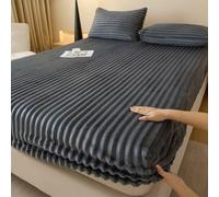 Fitted sheets only luxury Extra thick soft fluffy artificial rabbit fur bed sheet for student dormitories（No pillowcase）(Dark gray,180x200cm)