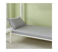 Fitted Sheets Only Twin Single 15cm Deep Pocket Bottom Sheet Selected 100% cotton summer Solid color Bed Sheet Small Double King Queen Super King (Color : Silver grey B, Size : 90x190+15 cm)