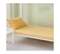 Fitted Sheets Only Twin Single 15cm Deep Pocket Bottom Sheet Selected 100% cotton summer Solid color Bed Sheet Small Double King Queen Super King (Color : Yellow B, Size : 90x190+15 cm)